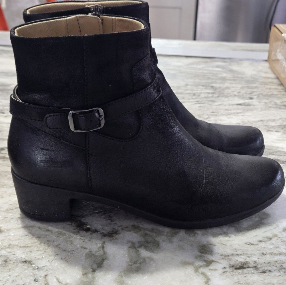 Dansko Black Leather Ankle Boots